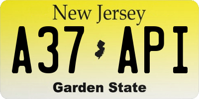 NJ license plate A37API