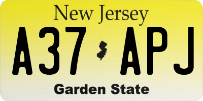 NJ license plate A37APJ