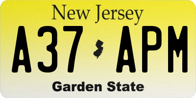 NJ license plate A37APM