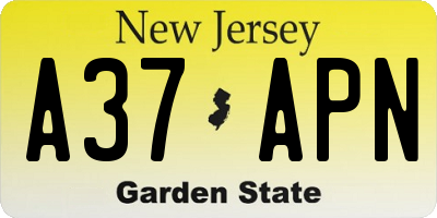 NJ license plate A37APN