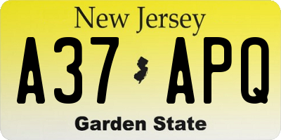 NJ license plate A37APQ