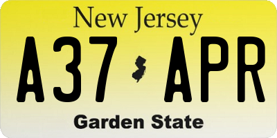 NJ license plate A37APR