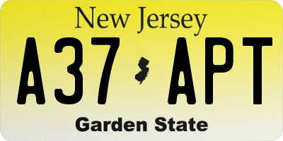 NJ license plate A37APT