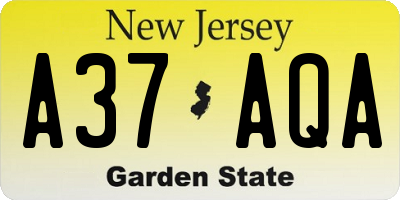 NJ license plate A37AQA