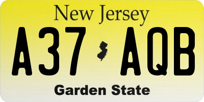 NJ license plate A37AQB