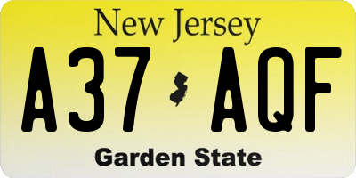 NJ license plate A37AQF