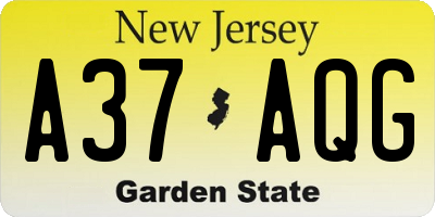 NJ license plate A37AQG