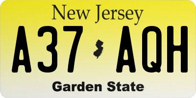 NJ license plate A37AQH
