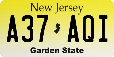 NJ license plate A37AQI
