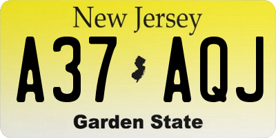NJ license plate A37AQJ