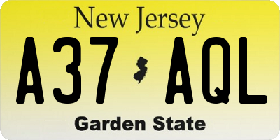 NJ license plate A37AQL