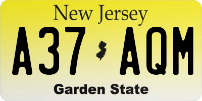 NJ license plate A37AQM