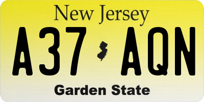 NJ license plate A37AQN