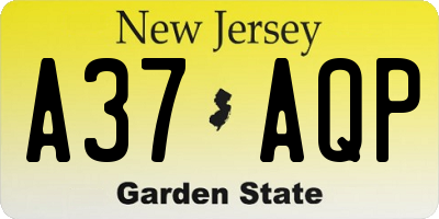 NJ license plate A37AQP