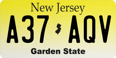NJ license plate A37AQV