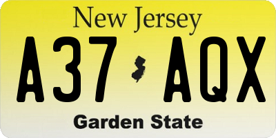 NJ license plate A37AQX