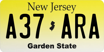 NJ license plate A37ARA