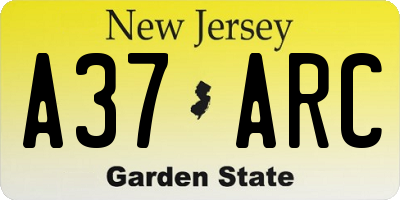 NJ license plate A37ARC