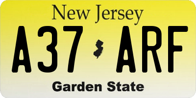 NJ license plate A37ARF