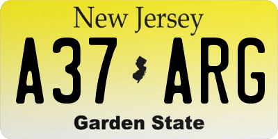 NJ license plate A37ARG