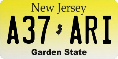 NJ license plate A37ARI