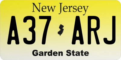 NJ license plate A37ARJ
