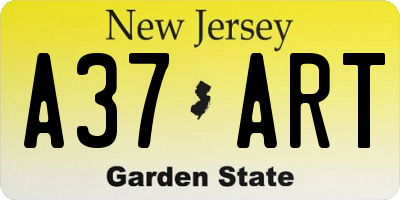 NJ license plate A37ART