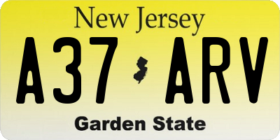NJ license plate A37ARV