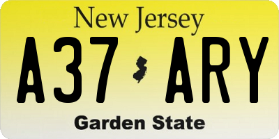 NJ license plate A37ARY