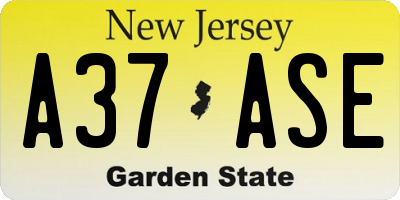 NJ license plate A37ASE