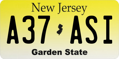 NJ license plate A37ASI