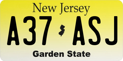 NJ license plate A37ASJ
