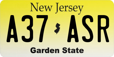 NJ license plate A37ASR