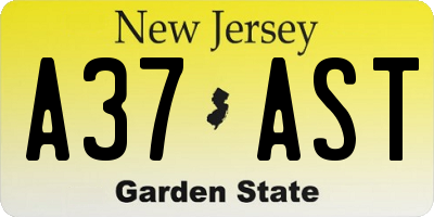 NJ license plate A37AST