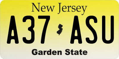 NJ license plate A37ASU