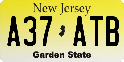 NJ license plate A37ATB