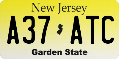 NJ license plate A37ATC