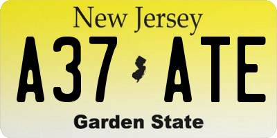 NJ license plate A37ATE