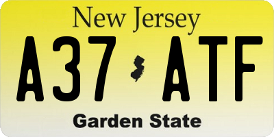 NJ license plate A37ATF