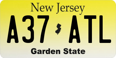 NJ license plate A37ATL