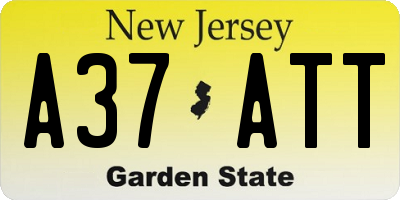 NJ license plate A37ATT