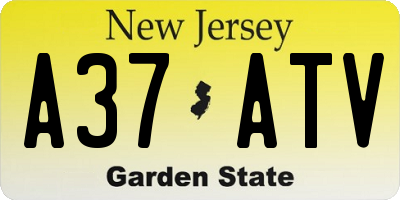 NJ license plate A37ATV