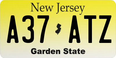 NJ license plate A37ATZ