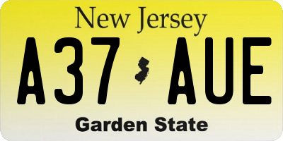 NJ license plate A37AUE