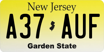 NJ license plate A37AUF