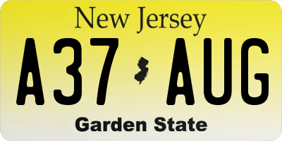 NJ license plate A37AUG