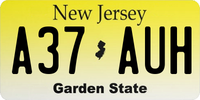 NJ license plate A37AUH