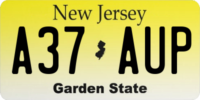 NJ license plate A37AUP