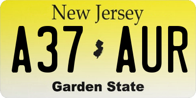 NJ license plate A37AUR