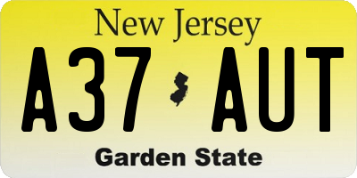 NJ license plate A37AUT